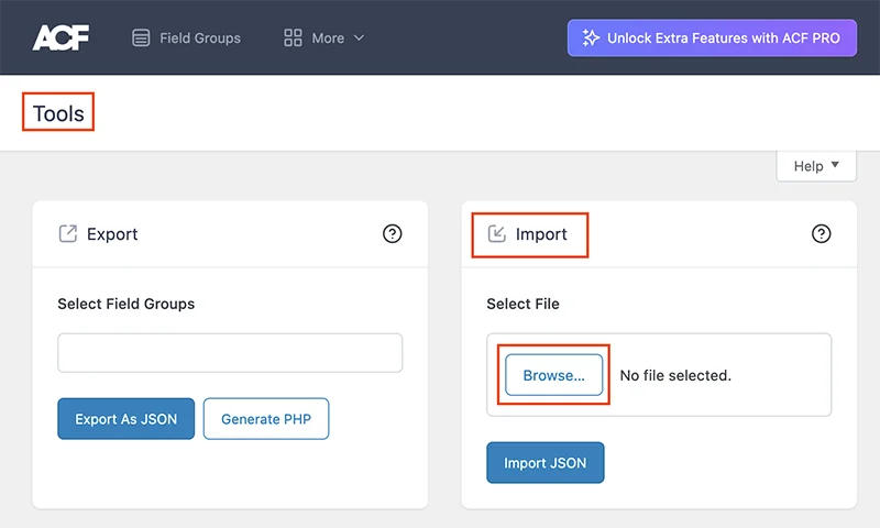 ACF Import Field Group
